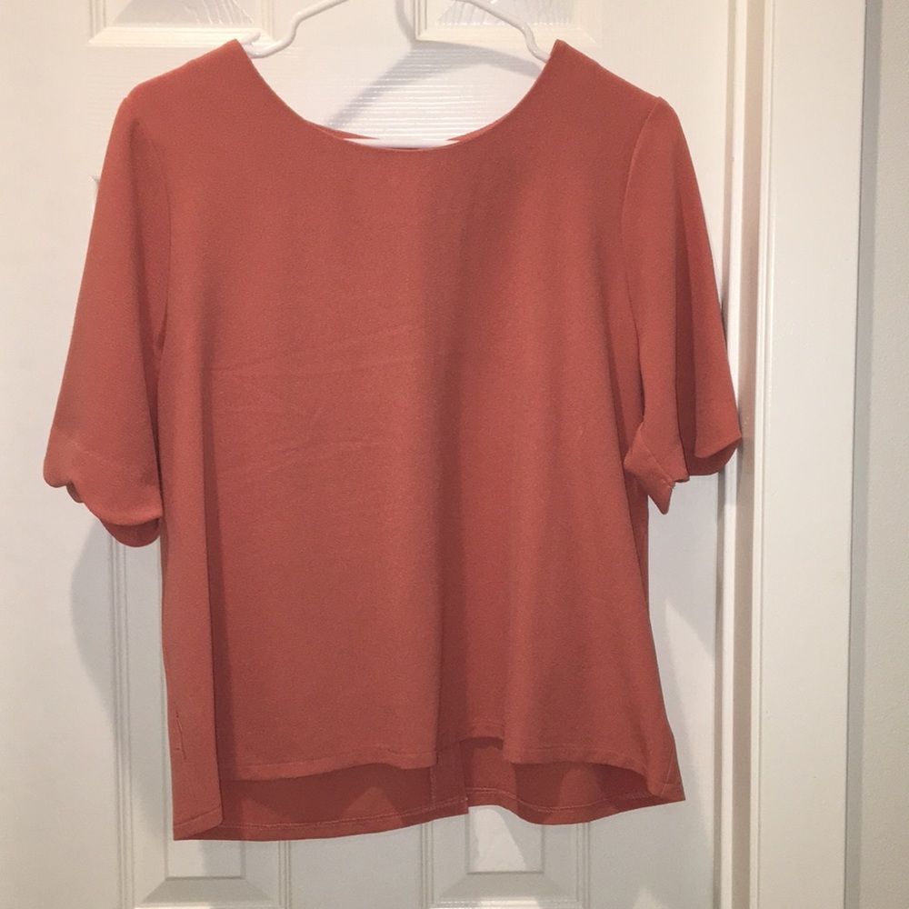 Scalloped blush pink blouse